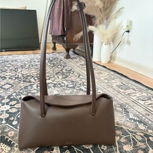 Structured Dark Brown Shoulder Bag with Top Flap